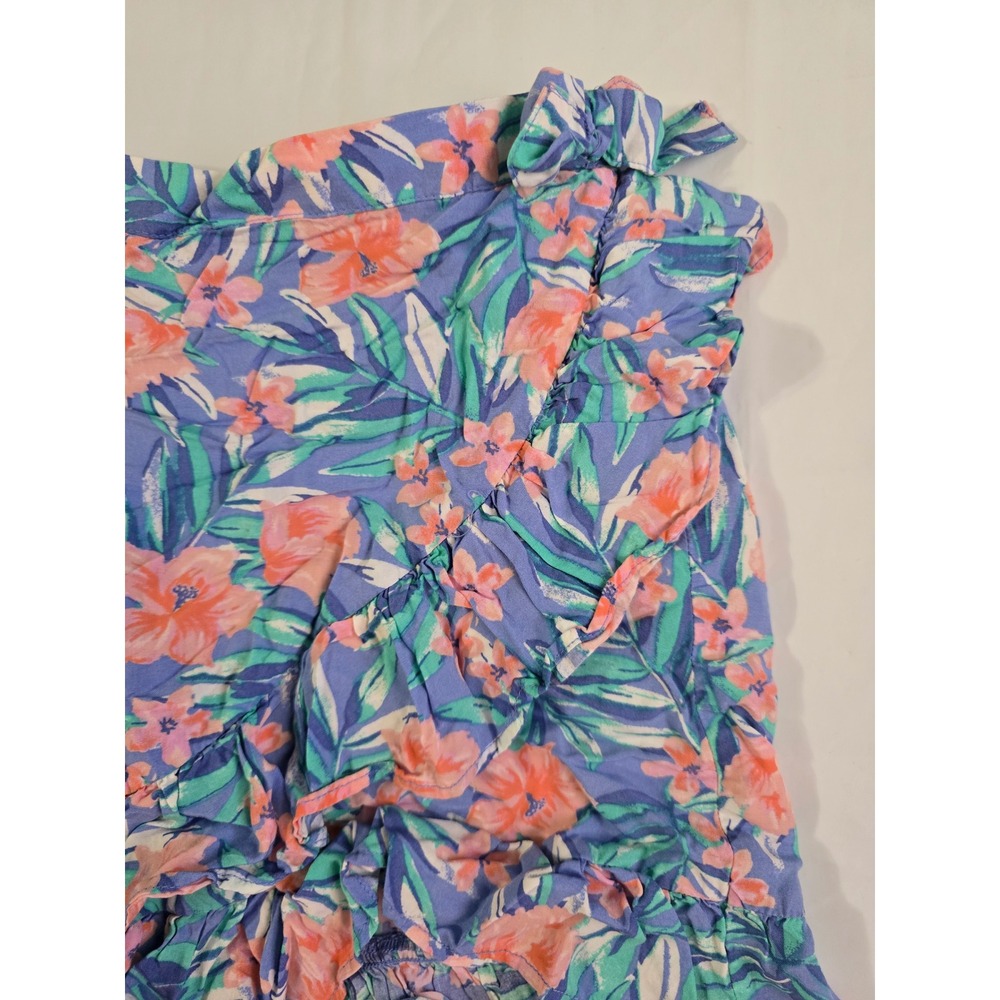 OshKosh B'gosh Girls Blue Floral Ruffle Faux Wrap Skort Size 12 Tropical Print - Picture 5 of 12